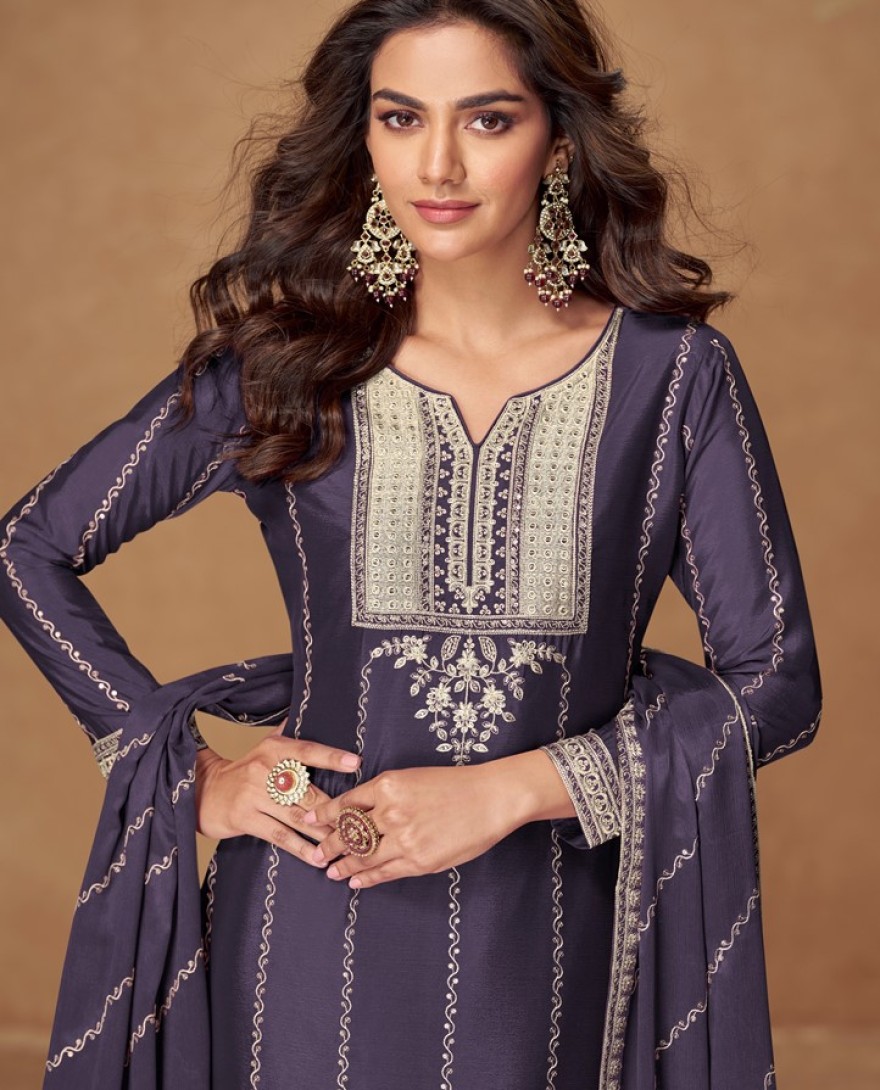 10266-voilet - Midnight Majesty in Deep Violet Suit 